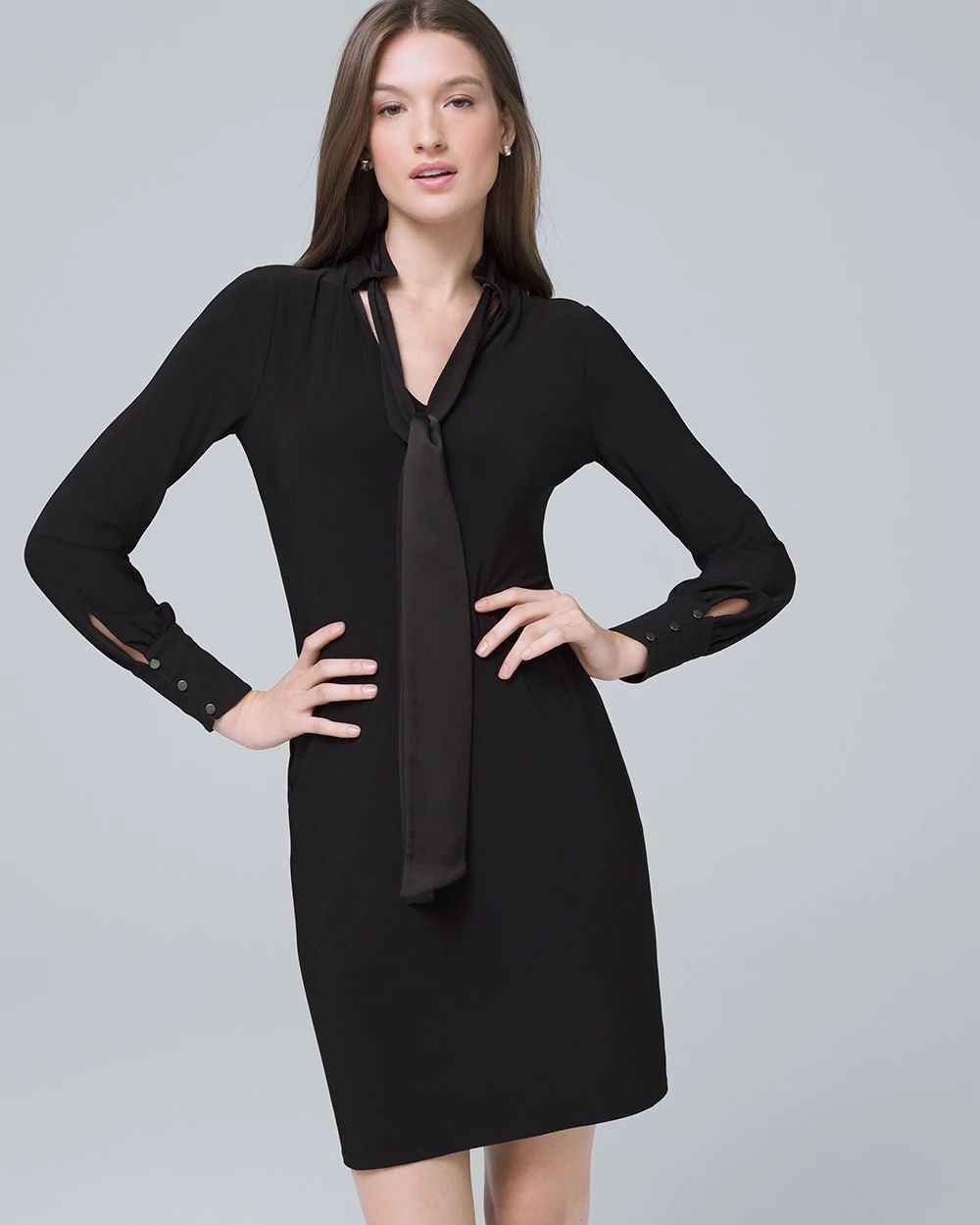 Tie Neck Shift Dress White House Black Market